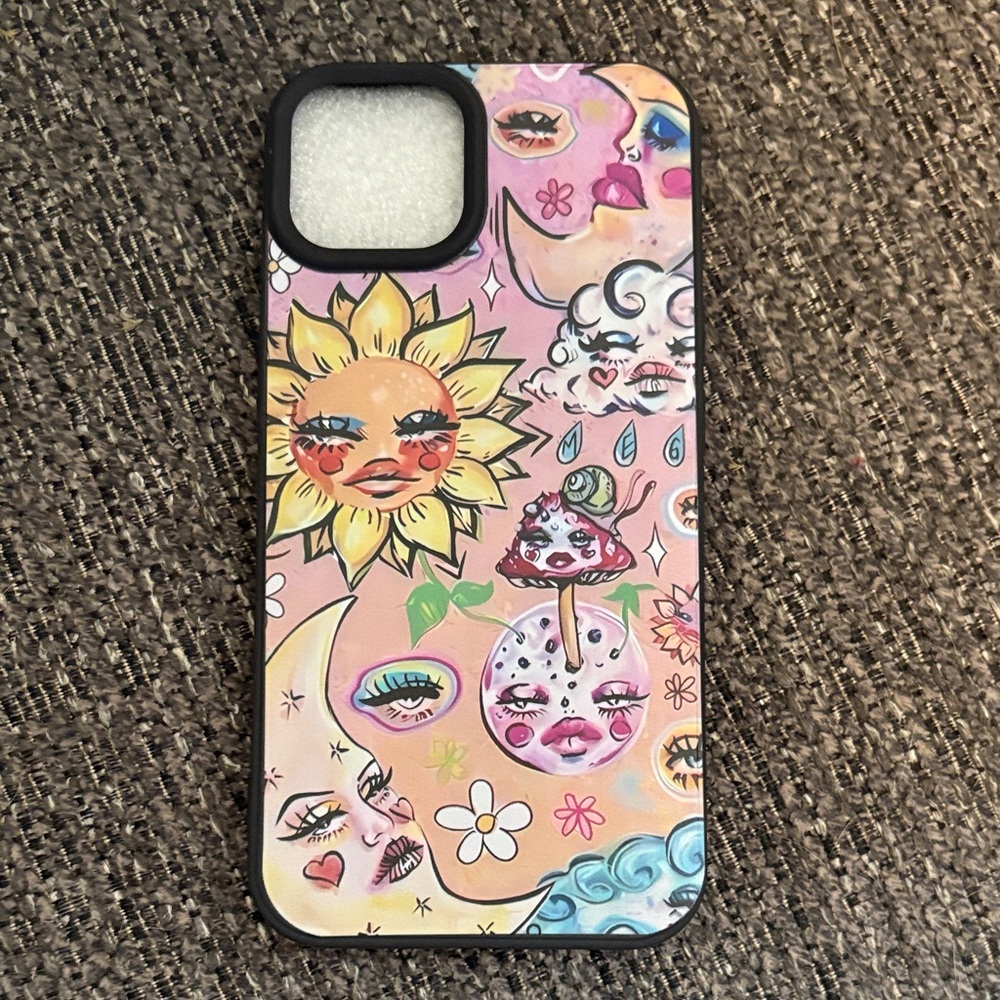 Artistic Phone Case with Sun and Moon Design